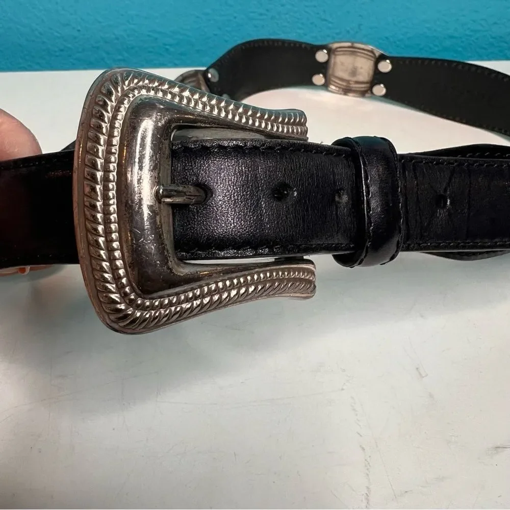 Fossil vintage leather silver detailing chunky links